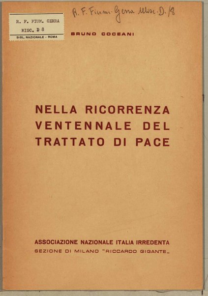 Nella ricorrenza ventennale del Trattato di pace. Discoso tenuto al Teatro Barberini di Roma il 26 febbraio 1967